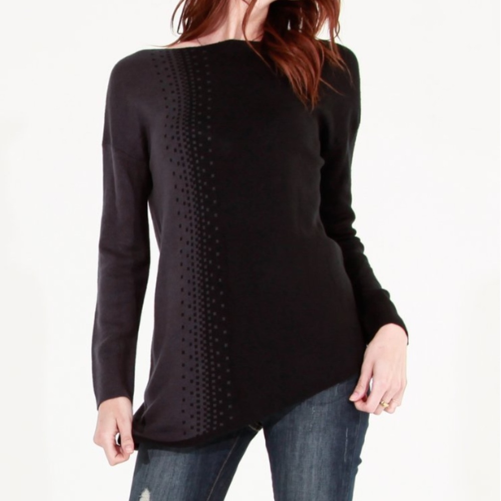 M Rena Black/Grey Asymmetric Sweater